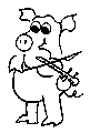 drawing of a pig playing a fiddle